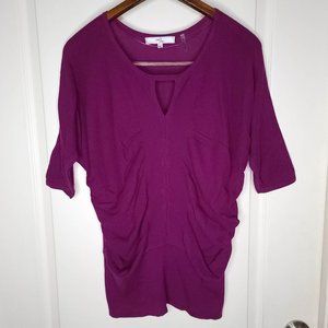 One7six Women's XL Blouse Purple Ruched Front Top 3/4 Sleeve